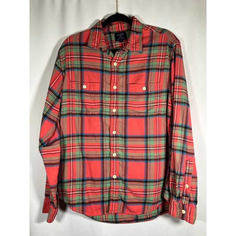 J.Crew Mens Flannel Shirt Red Green Blue Plaid Button Down 28892 HO17 M